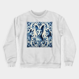 Delft Tile With Sphinx Cat No.3 Crewneck Sweatshirt